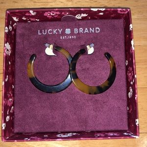 NWT Lucky Brand Tortoiseshell Print Hoop Earrings